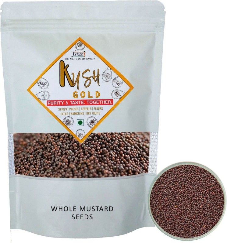 Kush Gold Premium Mustard Seeds / Black Mustard Whole / Rai / Sarso Kali / Brown Mustard  (350 g)