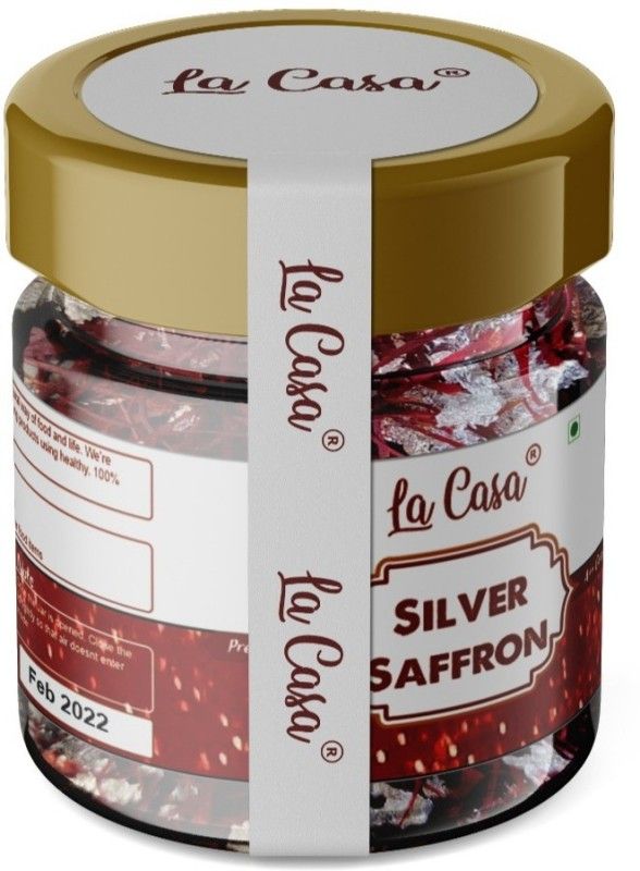 La Casa Silver Saffron | Saffron Threads with Silver Leaves | Edible Decoration Deserts  (1 g)
