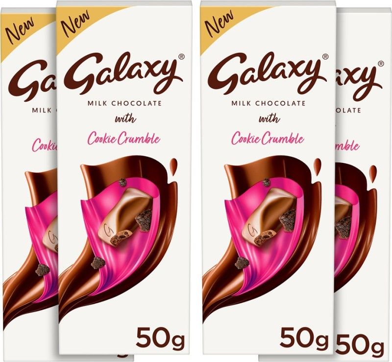 GALAXY Milk Chocolate with Cookie Crumble Bars  (4 x 50 g)
