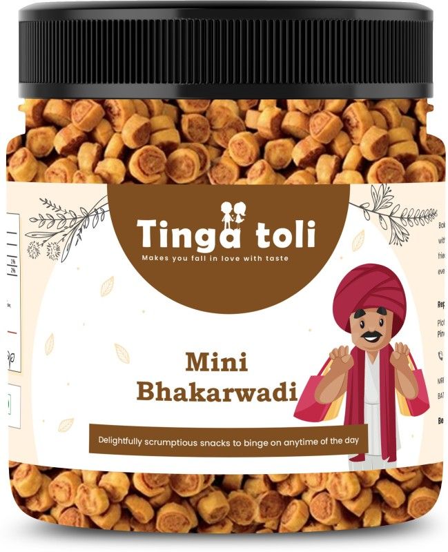 TINGA TOLI Special Gujrati Mini Bhakarwadi Snacks |Indian Namkeen Mini Bhakarwadi| Jar Pack  (250 g)