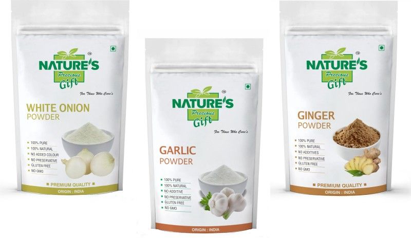 Nature's Precious Gift Onion Powder, Garlic Powder & Ginger Powder - 1 KG Each Combo Pack  (3 x 1 kg)