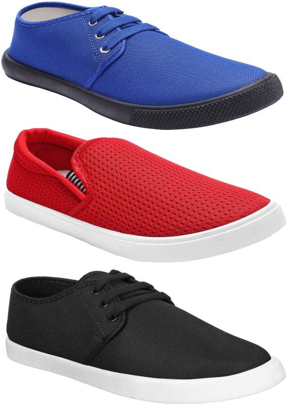 Combo Pack of 3 Casual Loafer Sneakers Shoes Canvas Shoes For Men  (Multicolor)