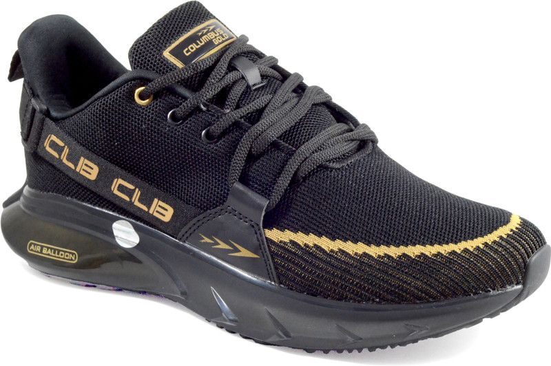 GoldPlayer Black-Gold Lace-Up Sport Running Lightweight Shoes Running Shoes For Men  (Black)