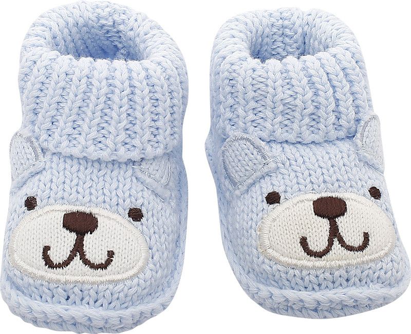 Baby Moo Bff Bear Blue Socks Booties Booties  (Toe to Heel Length - 9 cm, Blue)