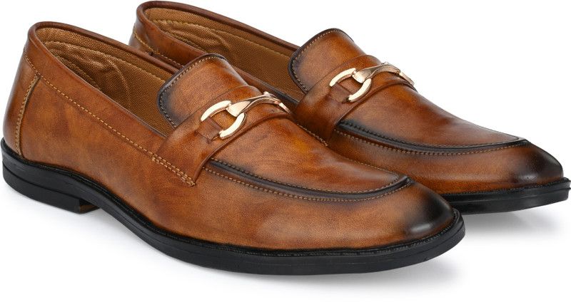 Stylish Synthetic Leather Casual Party Wear Shoes Loafers For Men  (Tan)