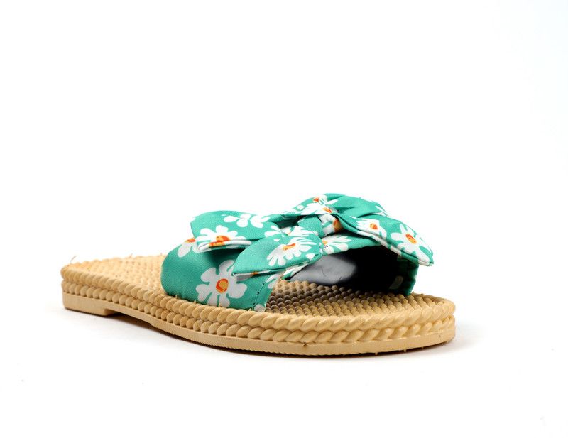 Women Green, White Casual Sandal