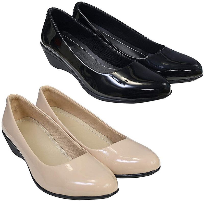 Women Black, Beige Bellies Sandal