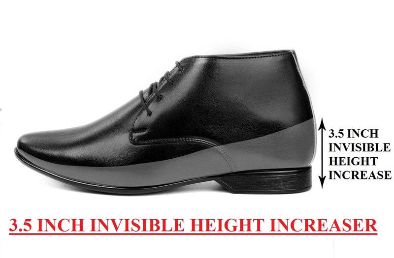 3.5 Inch Hidden Height Elevatore/Increasing Formal Lace-Up Party Wear Boots For Men  (Black)