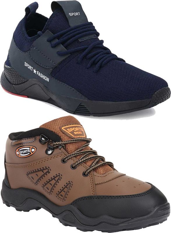 Sneakers For Men  (Blue, Brown)