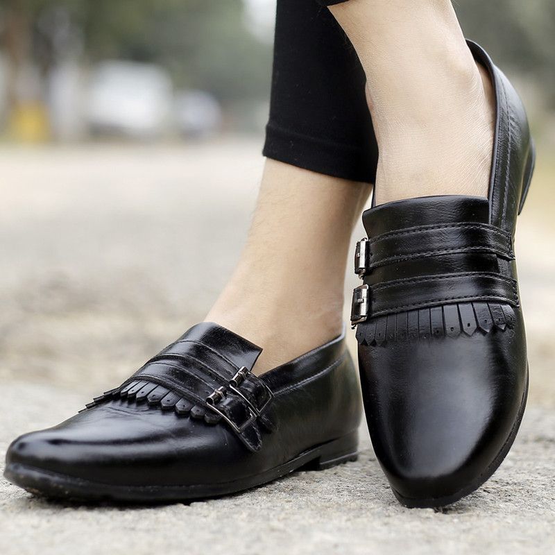 Men's Black Suede Casual New Stylish Loafer,Double Monk Shoes Party Wear For Men  (Black)