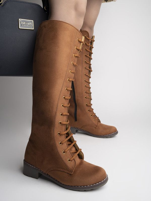 Zip Casual Boots For Girls  (Tan)