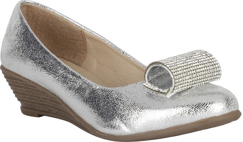 Slip-on Wedges For Girls  (Silver)