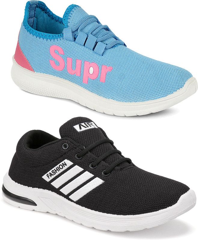 Combo Pack of 2 Exclusive Collection of Trendy & Stylish Sports Sneakers Running Shoes For Women  (Blue, Black)