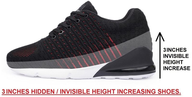 3 Inch Hidden Height Increasing Sport Shoes for Cricket, Football, Basketball etc Running Shoes Running Shoes For Men  (Black)