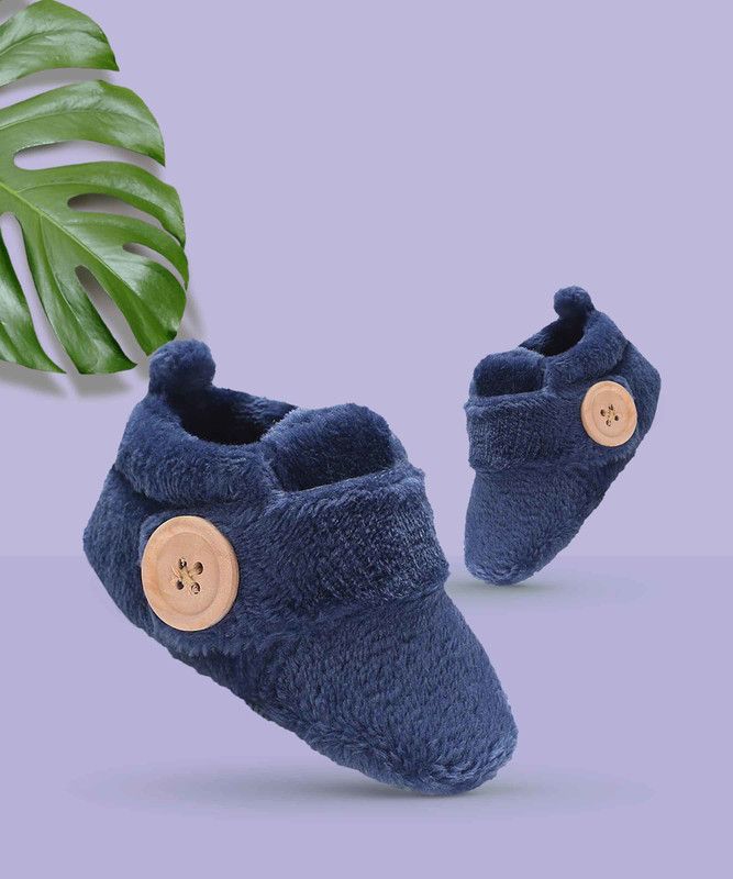 Baby Luv 3 to 12 Months Unisex Skin Friendly 1 Pair Baby Booties  (Toe to Heel Length - 12 cm, Navy Blue)