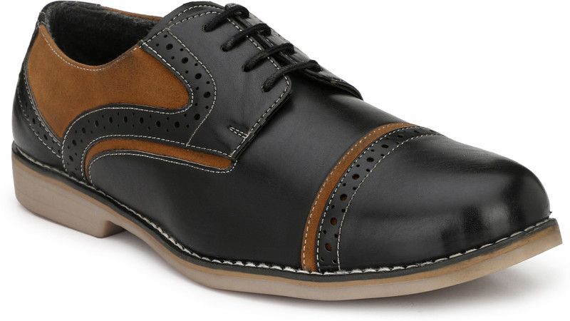 Toe Cap Corporate Casuals For Men  (Black)