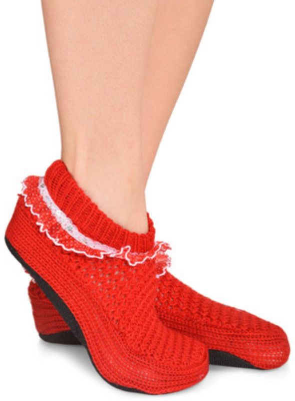 Senora BTN-1 RED Booties  (Toe to Heel Length - 24 cm, Red)