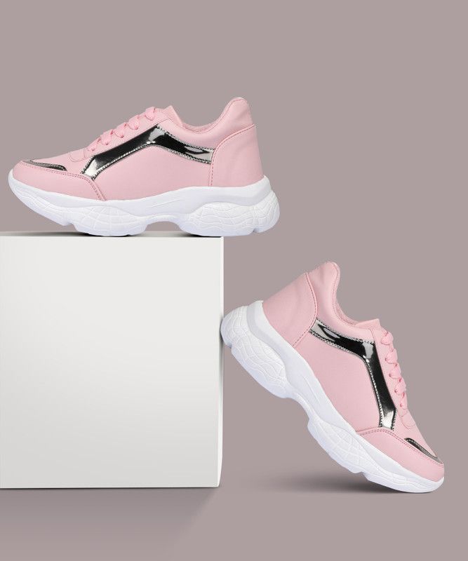 Shoes for Womens and Girls New Stylish High Heels Sneaker and Fancy Casual Wear Sneakers For Women  (Pink)