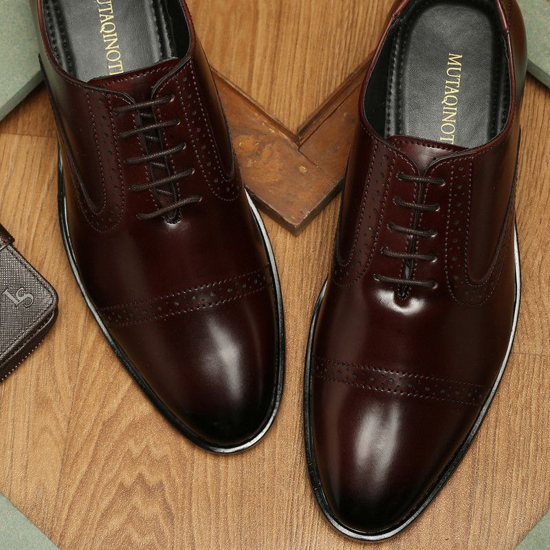 Roosewood Oxford Luxury Leather Shoes for men Formal Office wear 9 UK (MQVXOXRW) Lace Up For Men  (Red)