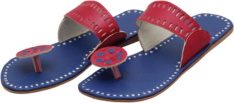 Women Blue, Red Flats Sandal