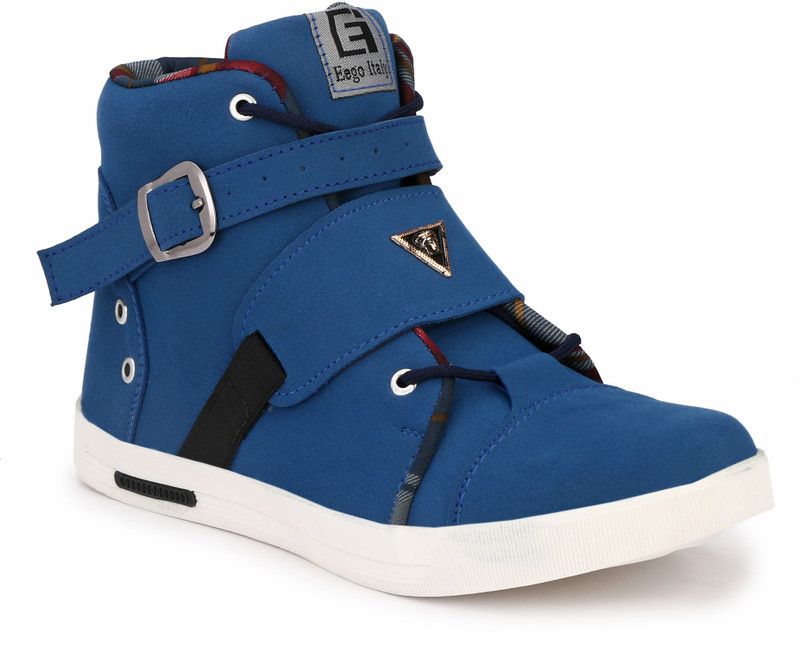 Ankle Length High Tops For Men  (Blue)