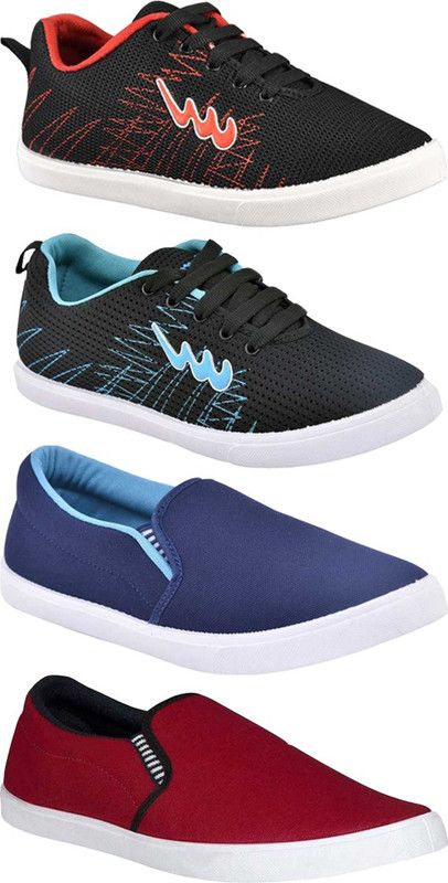 Combo Pack Of 4 Casual Sneakers With Sneakers For Men  (Navy, Black, Maroon)