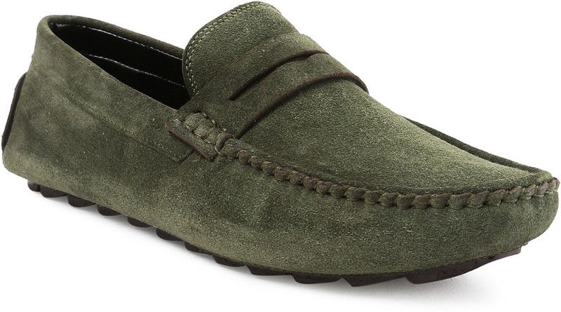 Premium Italian Suede Leather Stylish Moccasins Penny Driving Loafers for Men Loafers For Men  (Green)