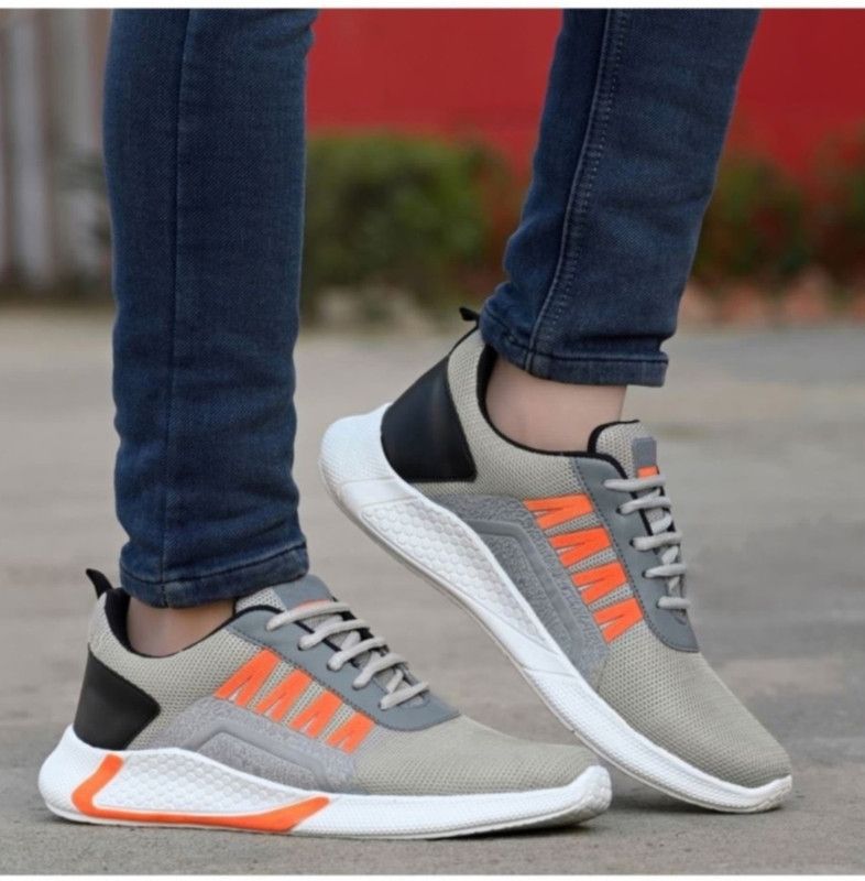 Running Shoes For Men  (Orange, Grey)