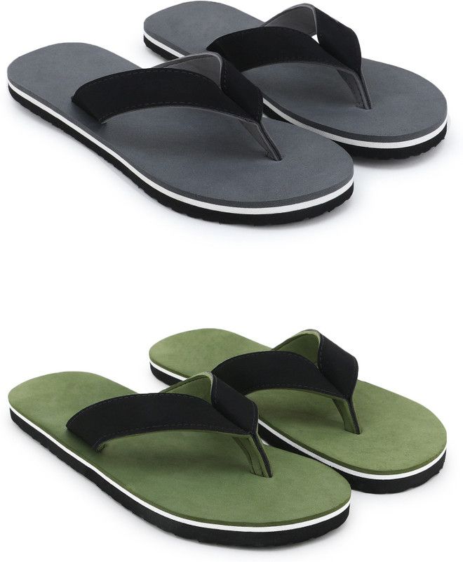 Flip Flops  (Grey, Green 8)