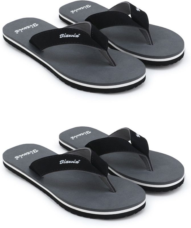 for Men Combo of 2 Slippers / Flip Flop Flip Flops  (Grey 9)