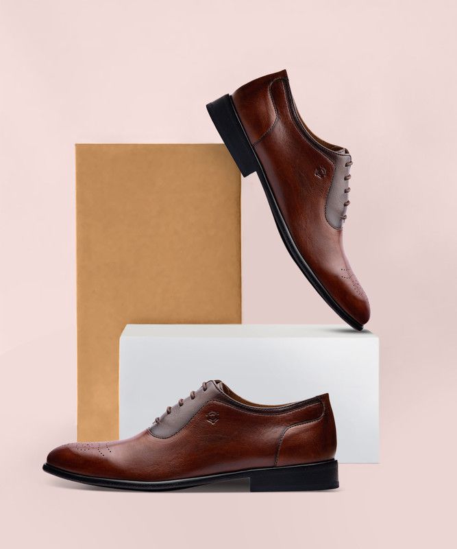 Office Wear Genuine Leather Oxford Formal Lace - up Shoe For Men(Tan Color) Oxford For Men  (Tan)