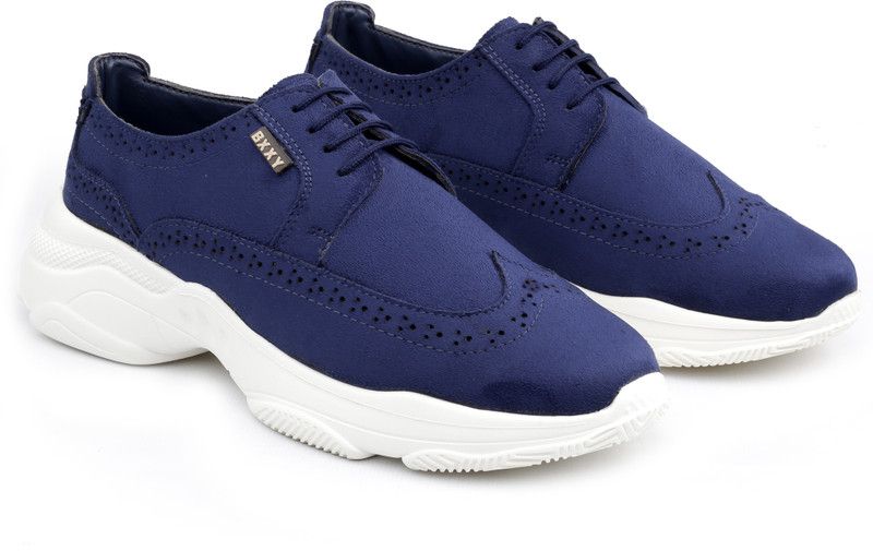 Men's Suede Material British Brogues Casual Sneakers For Daily Wear Casuals For Men  (Blue)