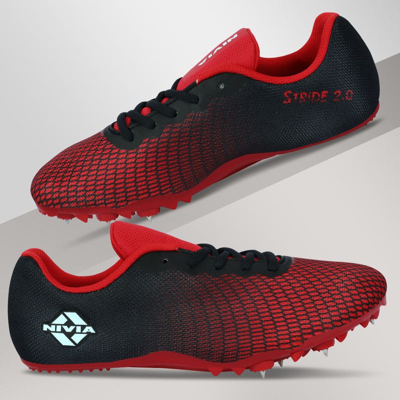 Stride 2.0 Spike Running Shoes For Men  (Red, Black)