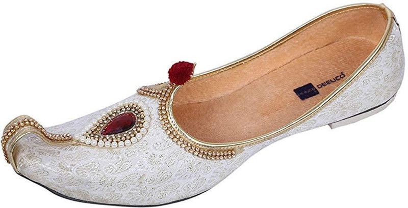 Men's Ethnic Sherwani Velvet Juti Jutis For Men  (White, Red)