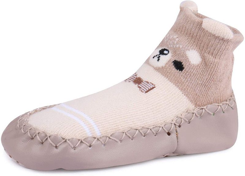 Butterthief Unisex Booties for Baby Boys & Girls, Pre-Walker Infant Booties for Newborn, Toddler, First Walkers Anti Slip Socks Cum Booties Booties  (Toe to Heel Length - 14 cm, Brown29)