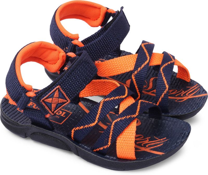 Velcro Flats For Boys  (Orange)