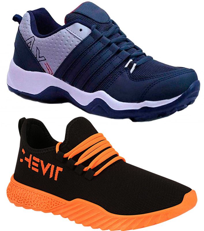 Running Shoes For Men  (Orange, Navy)