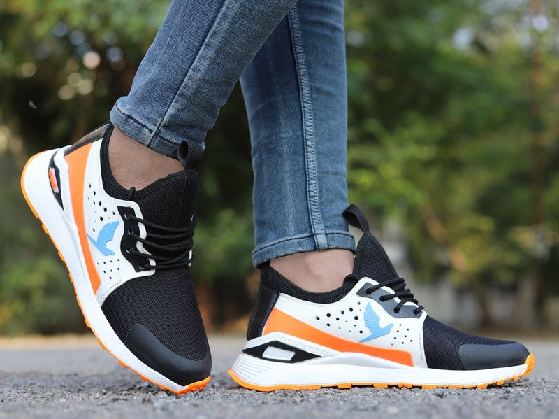Lightweight,Comfort,Summer,Trendy,Walking,Outdoor,Stylish,Training,Daily Use Sneakers For Men  (Black, Orange)