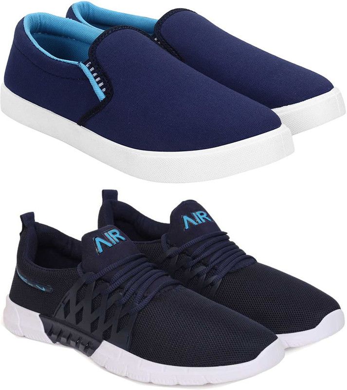 Stylish Comfortable Men Sports,outdoor walking,Running Shoes Combo Pack of 2 Walking Shoes For Men  (Blue, Dark Blue)