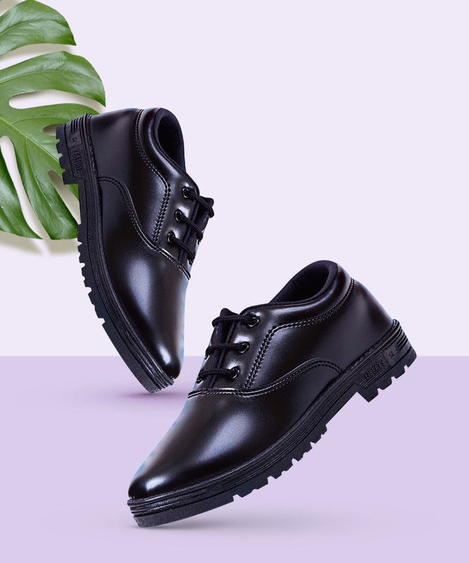 Lace Formal Boots For Boys & Girls  (Black)