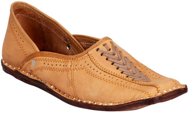 Shoe-Style Designer Leather Jutis For Men  (Tan)
