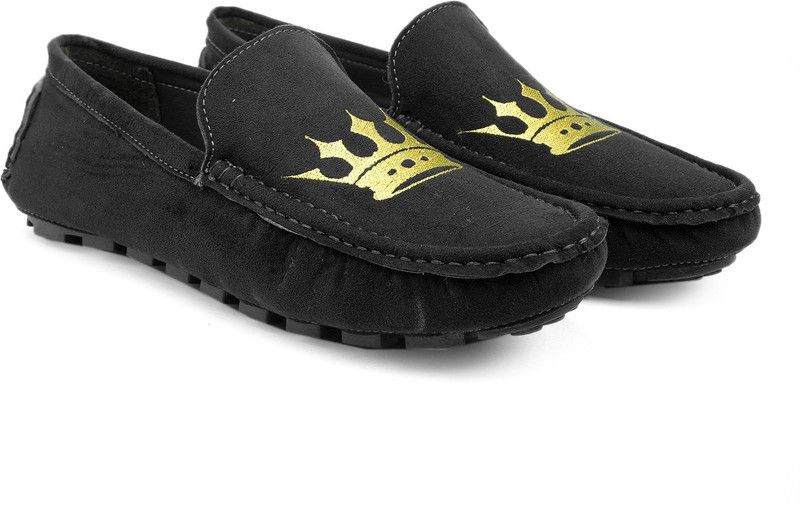 Men's Suede Casual stylish Driving Shoes Loafers For Men  (Black)
