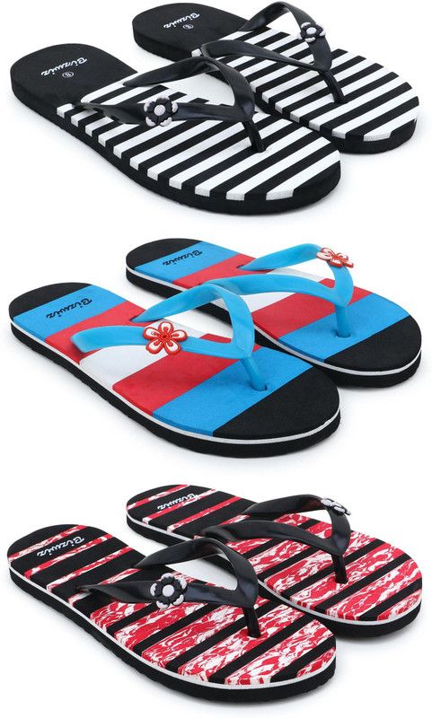 for Women Combo 3 Slippers / Flip Flop Slippers  (Multicolor 6)