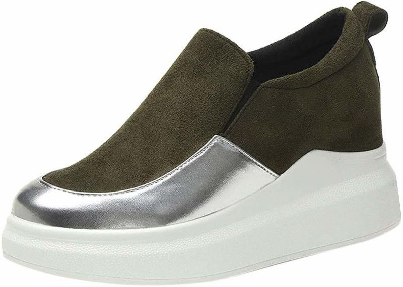 Slip On Sneakers Slip On Sneakers For Women  (Olive)
