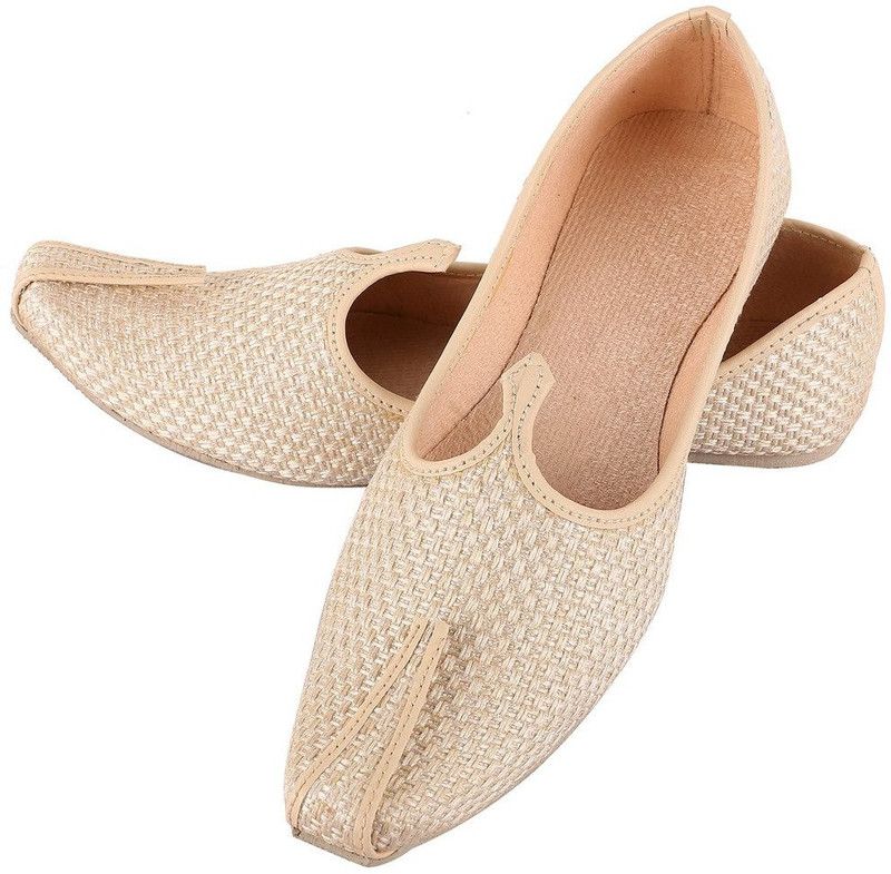 Latest Rajasthani jute Collection Mojaris For Men  (Off White)