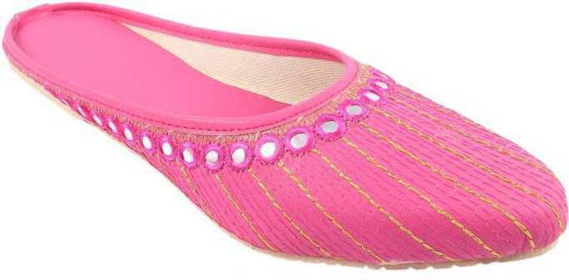 Women's Ethnic Rajasthani Ethnic Mule For Women  (Pink)