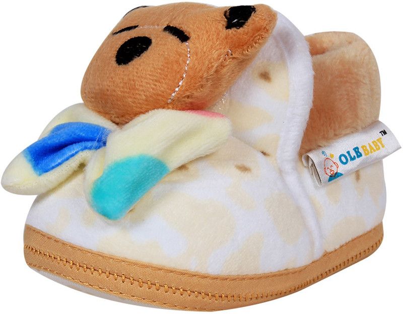 OLE BABY Booties  (Toe to Heel Length - 12 cm, Beige)