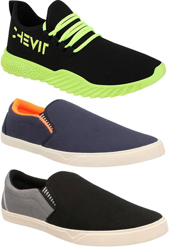 Trendy Lightweight Combo Pack of 03 Pairs Outdoor Casuals Shoes for Men Walking Shoes For Men  (Green, Black, Blue)