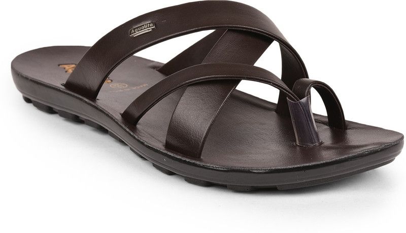 Men Black, Brown Flats Sandal