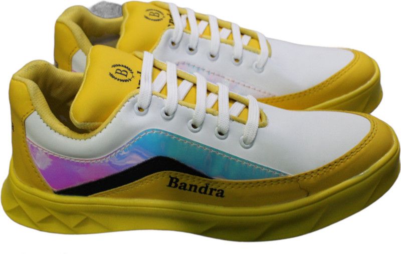 Running Shoes For Men  (Yellow, White, Blue)